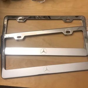 2 Mercedes Benz Chrome w/ Logo License Plate Frame